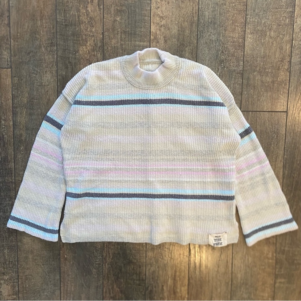 we the free heirloom collection oversized pastel striped wool blend sweater